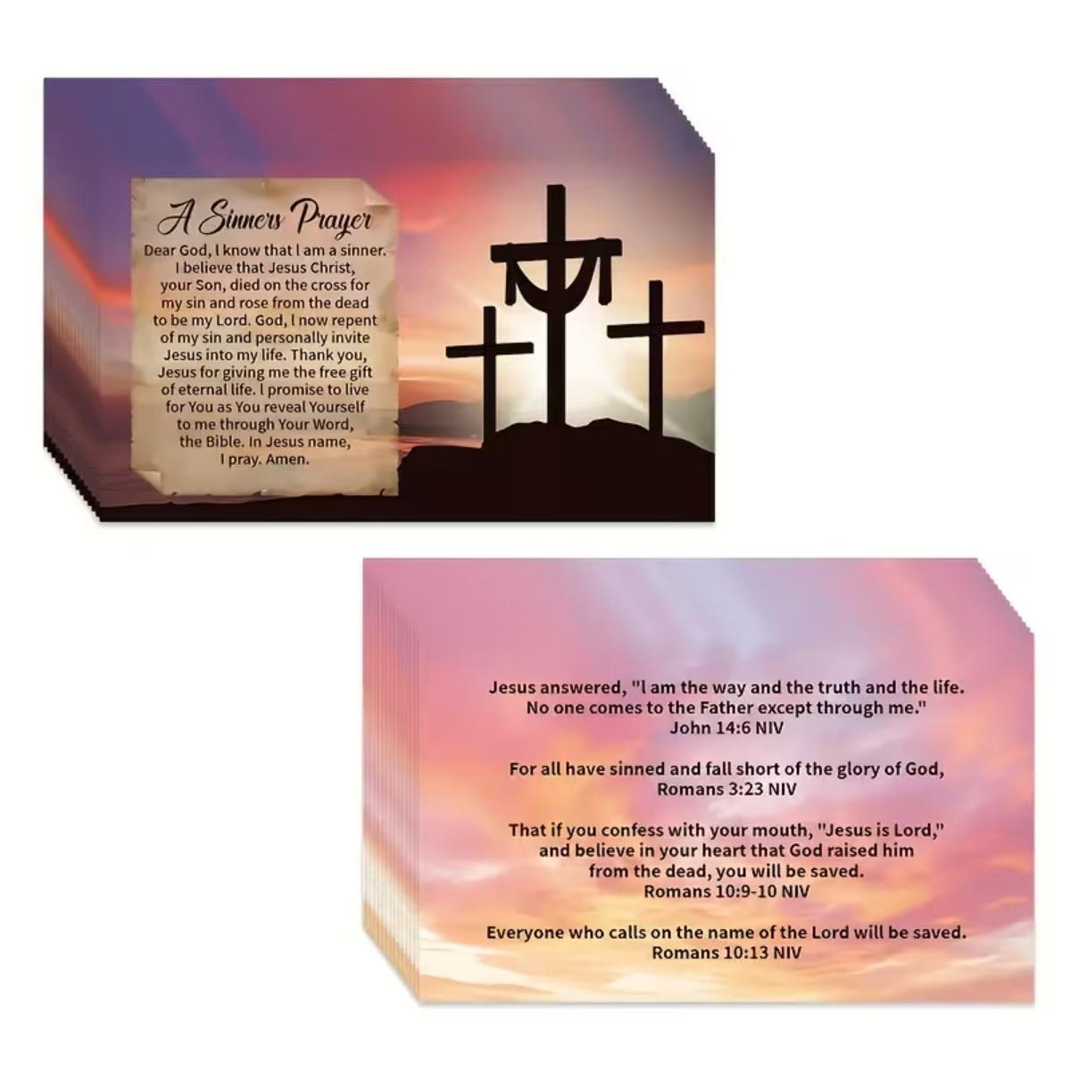 100pcs Salvation Prayer Cards / Inspirational Bible Verse Cards — Pocket-sized Gospel Tracts Cards for prayer and salvation，Suitable for Wallet Planners, Bookmarks, And Christian Gift