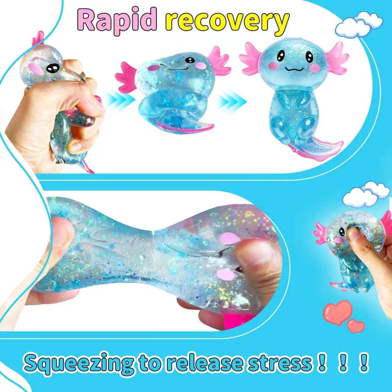 4counts Blue Maltose Squishy Toy Cute Mochi Anti Stress Fidget Toy Soft Simulated Bule Transparent Ball Quick-rebound Decompression Toy