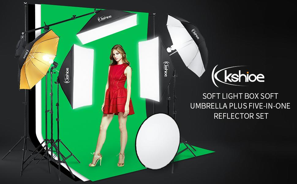 Umbrella Photography Lighting Kit,Soft Light Box Soft Umbrella Plus Five-In-One Reflector Set, Reflective Umbrella Lights Photography Kit for Portrait Studio Video Recording, Filming, Podcast