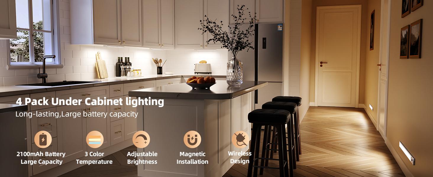 【SummerVibes】Under Cabinet Lighting 1/2/4 Pack Closet Light Motion Sensor Indoor Dimming USB Rechargeable LED Stick on Lights for Bedroom Kitchen Stair 16inch 【SummerVibes】Under Cabinet Lighting 1/2/4 Pack Closet Light Motion Sensor Indoor Dimming USB Rechargeable LED Stick on Lights for Bedroom Kitchen Stair 16inch