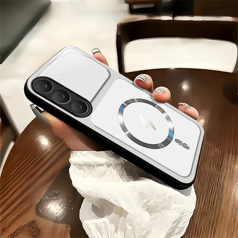 Lightning Bolt Design Gloss MagSafe Compatible Shockproof Protective Cover with Precision Magnet Ring for [Galaxy S25 Fe] 952