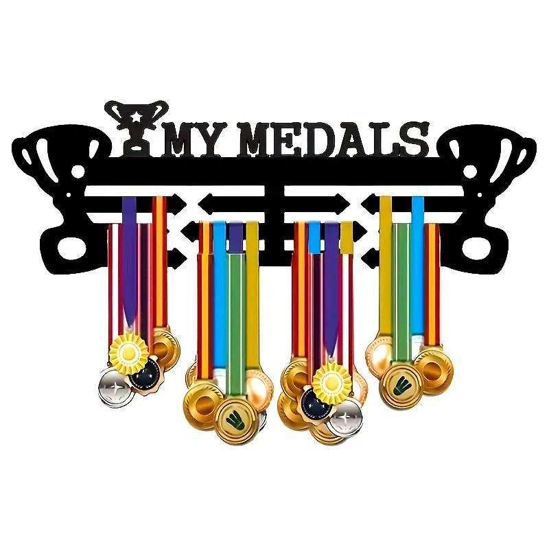 Metal Medal Display Stand, Wall-Mounted Running Medals Holder, Sports Ribbon Organizer, Suitable for Runners Gymnasts