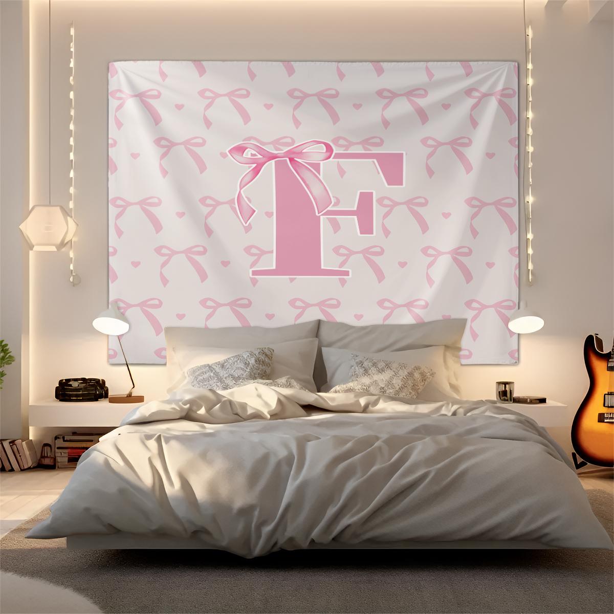 Letter Printed Tapestry, Pink Princess Style Wall Decor, Soft Fabric, Easy to Hang, Ideal for Girls' Bedroom and Living Room Background Decoration, Great Gift for Family and Friends