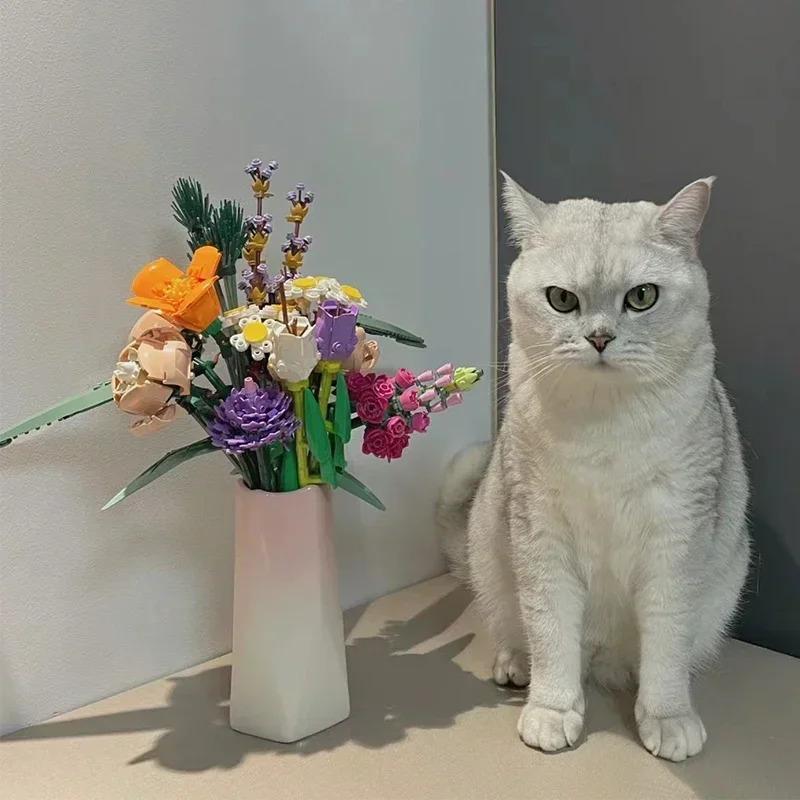 756 pieces of 10280 romantic flower bouquet decorative building blocks, suitable for girlfriends' birthdays, Christmas parties gifts