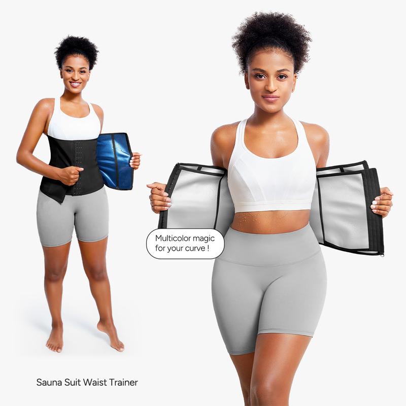 Nebility Women's Minimalist Casual Basic Gym Sauna Sweat Enhancing Daily Shapewear Women Comfort Belt Closure Fajas Bodysuit Lady Womenswear Corset Waist Shaping Shapewear Workout Compression Firm Tummy Control Corset Waist Shaping