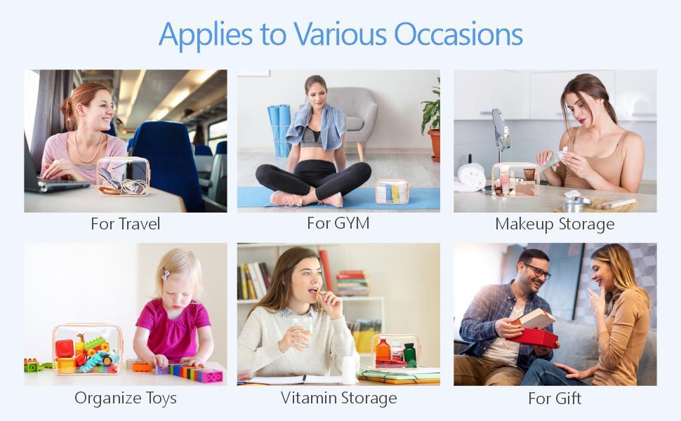 TSA Approved Toiletry Bag, Clear Makeup Bag, Quart Size Organizer, Travel Makeup Cosmetic Bag for Women, Carry on Airport Airline Compliant Pouch