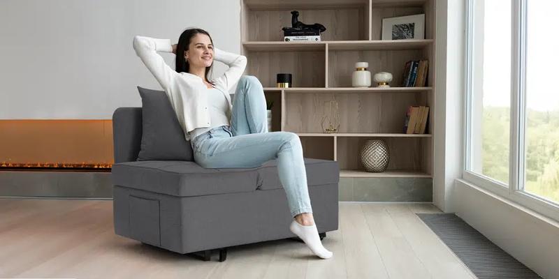 EROMMY Sleeper folding Lounge Chair Bed 3-in-1 Convertible Futon, Modern Design Multi-Functional Adjustable Reading Sofa Couch Bed with Linen Fabric, Interior ,Living Room Ergonomic Storage Furniture Minimal Recliner