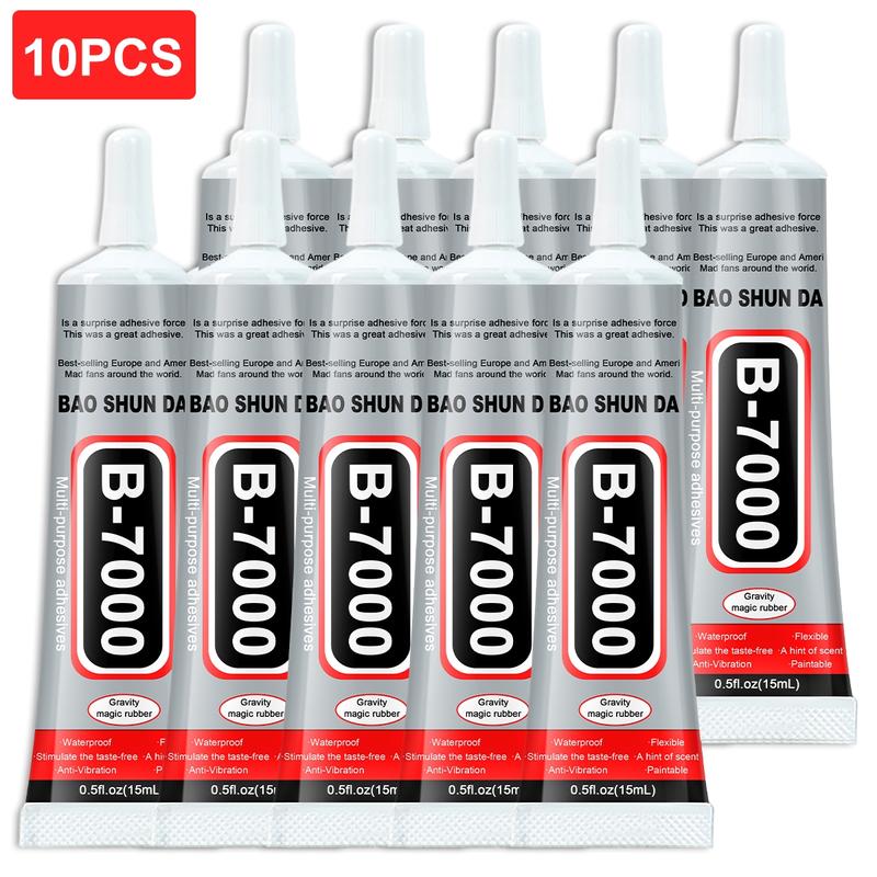 10pcs B-7000 Multi-Purpose Glue 15ML, Super Glue special glue for jewelry setting. Bonds crafts and is suitable for nail art bonding, fabric, jewelry making, wood, glass repair, etc.