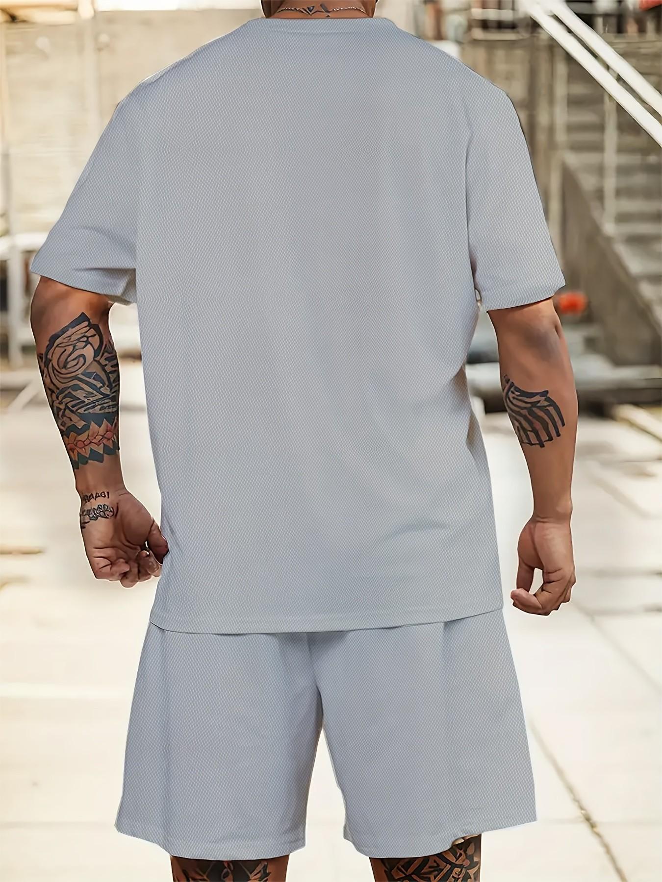 Personalized Sleepy Rooster Print Men's Short Sleeve Set Plus Size Loose Casual T-Shirt & Shorts Summer Street 2-Piece