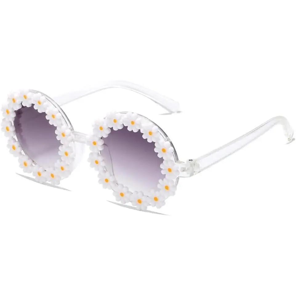 Cute Round Flower Shaped Sunglasses for Girls Boys UV400 Protection Outdoor Beach Summer GlassesGift