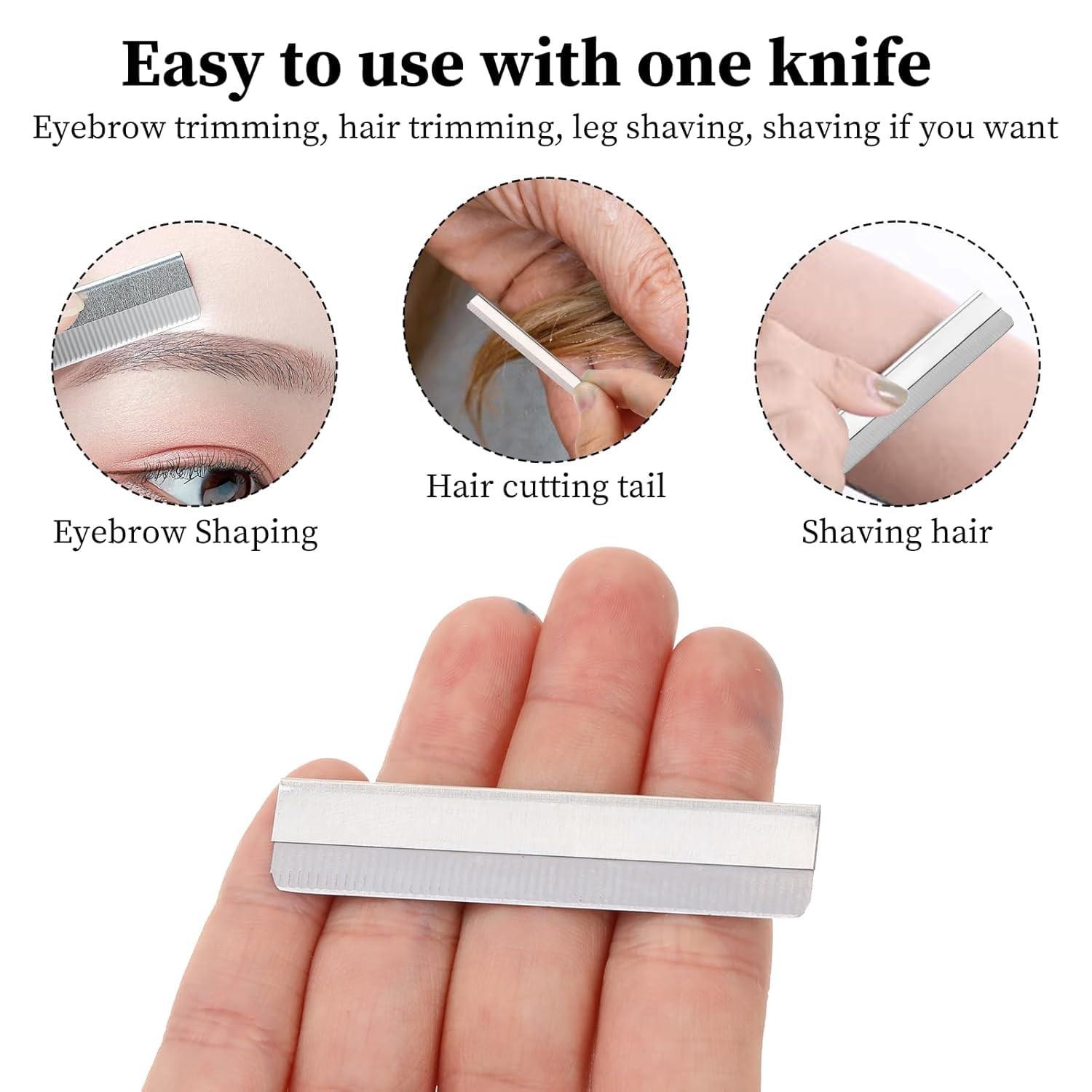 100 pcs Eyebrow Trimmer Hair Remover Stainless Steel Women Razor For Eyebrows Face Shaver Hair Removal Knife Makeup Tools Cosmetic Tools