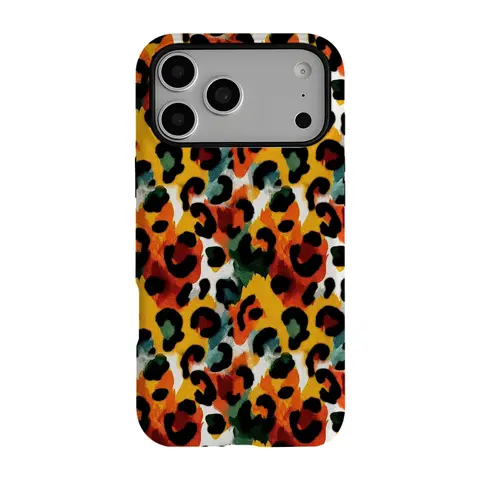 2-in-1 Glossy Wireless Animal Print Phone Case with Premium Hard Film, Magnetic Full Shockproof Watercolor Contrast Leopard Cover for iPhone 18-12/17 Air/11/X & Samsung S26-S21/Note20 Series Mobile Accessories