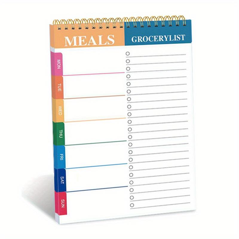 Weekly Meal Planner Board 5.6x8.5 Inches 90 Pages Spiral Bound Planner, Daily & Weekly Plan Organizer, Convenient Grocery List Tear-Off Sheets