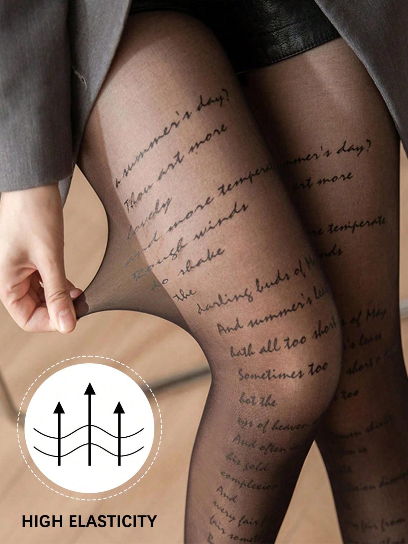 Spring and Autumn Socks Y2K Style Women's Tight Pants White Translucent Pantyhose Elastic Punk Letter Printed Long Socks Look Good and Comfortable to Wear Socks