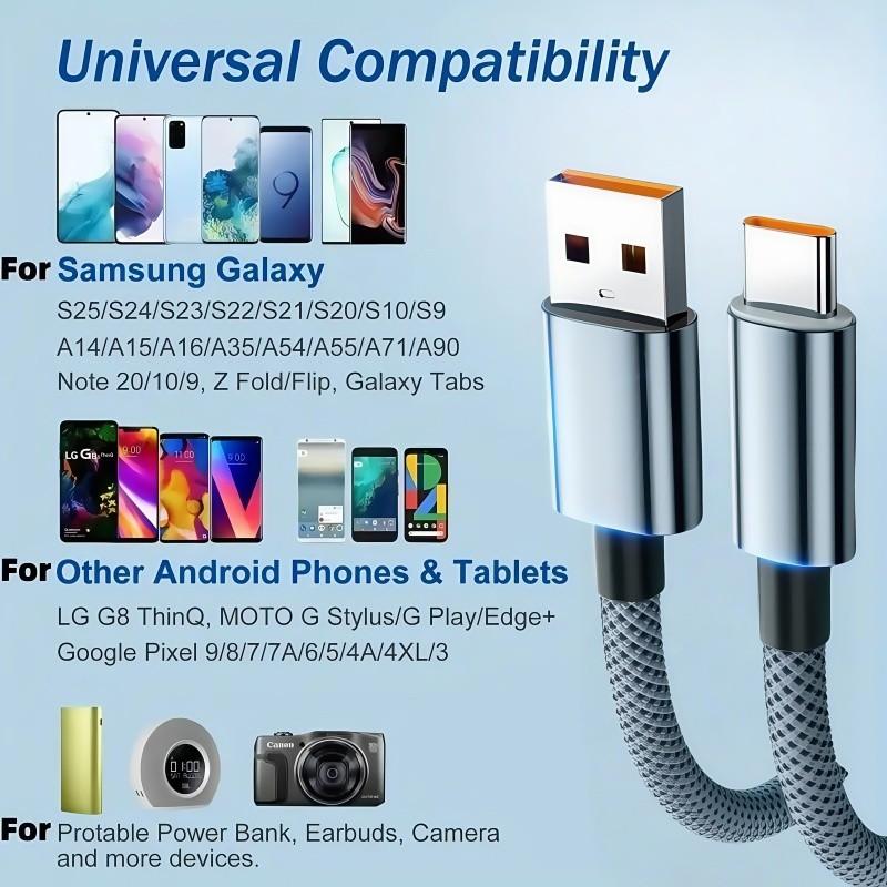 Super Fast Charging Data Cable, Durable, USB to Type-C Interface, Compatible with Samsung S23/s22/s21, Xiaomi Mi 12 Pro/k50/k60, Huawei P40/p60, Oppo