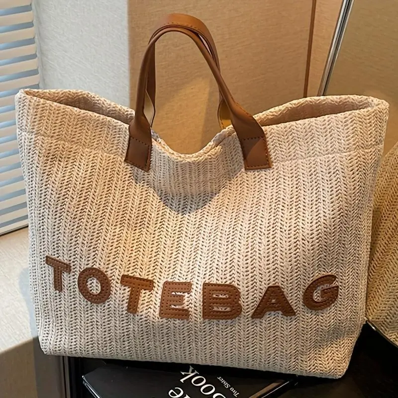Women's Large Woven Polyester Gym Tote Bag - Roomy Women Handbags with Fixed Reinforced Shoulder Straps, Sturdy Stitching, Fine Weaving, All Over Print, Zip Closure, for Commute to Weekend Getaway