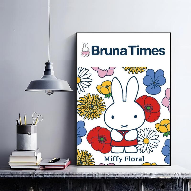 Cute Cartoon M-miffyS Poster HD self-adhesive fade-proof waterproof wrinkle-resistant poster stickers suitable for living room bedroom dormitory cafe bar background decoration wallpaper and gifts