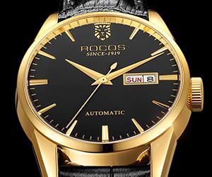 ROCOS Men's Automatic Skeleton Watch – Luxury Leather Strap, Day-Date Display, Waterproof Dress Watch | Elegant Gift | Reloj mecánico para hombre