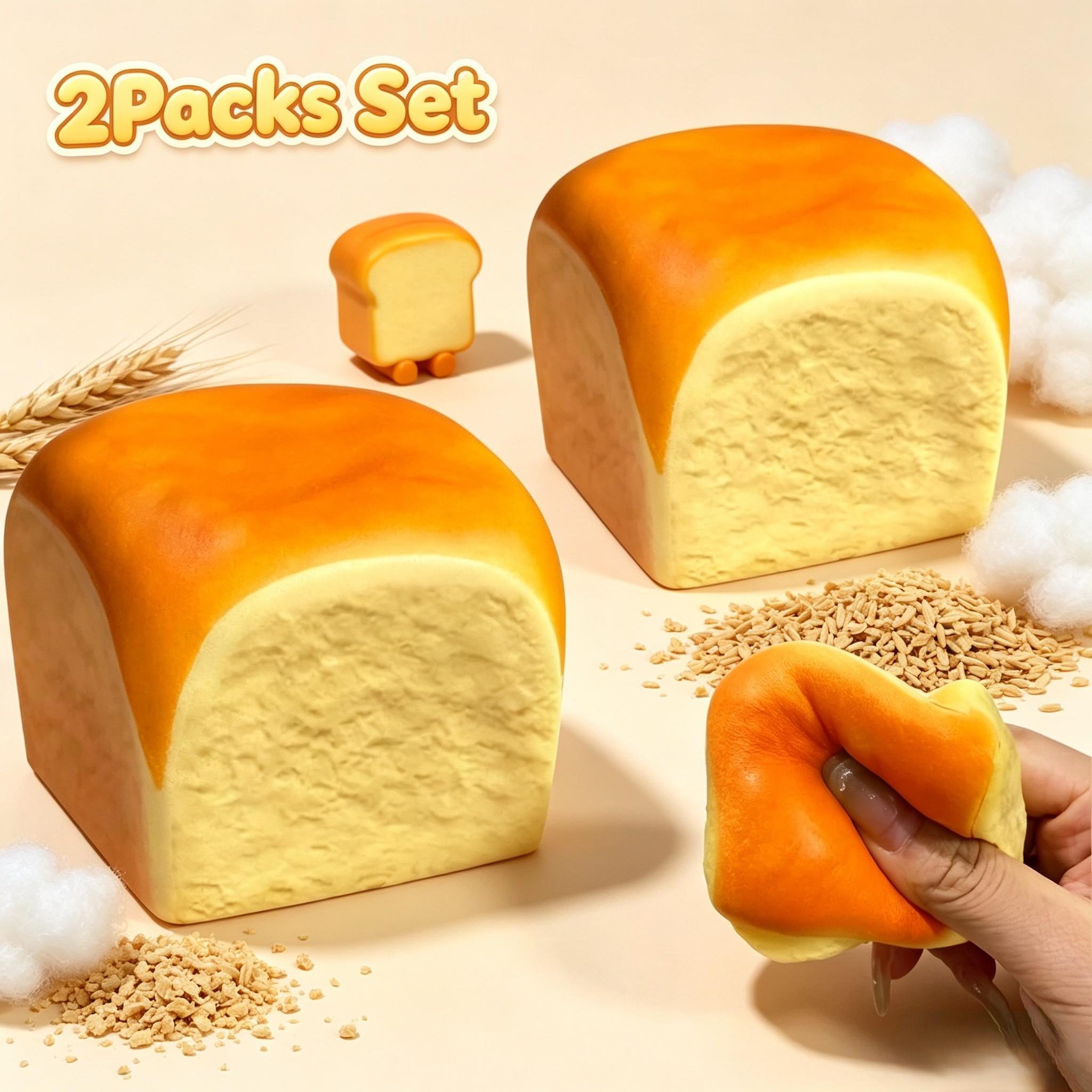 Bread Squishy Stress Toy - 1/2/4 Pcs Butter Slow Anxiety Squishy Stress Ball, Stress Relief Squishy, PU Material Fidget Toy, Unisex, Ideal for Office or Party Favor