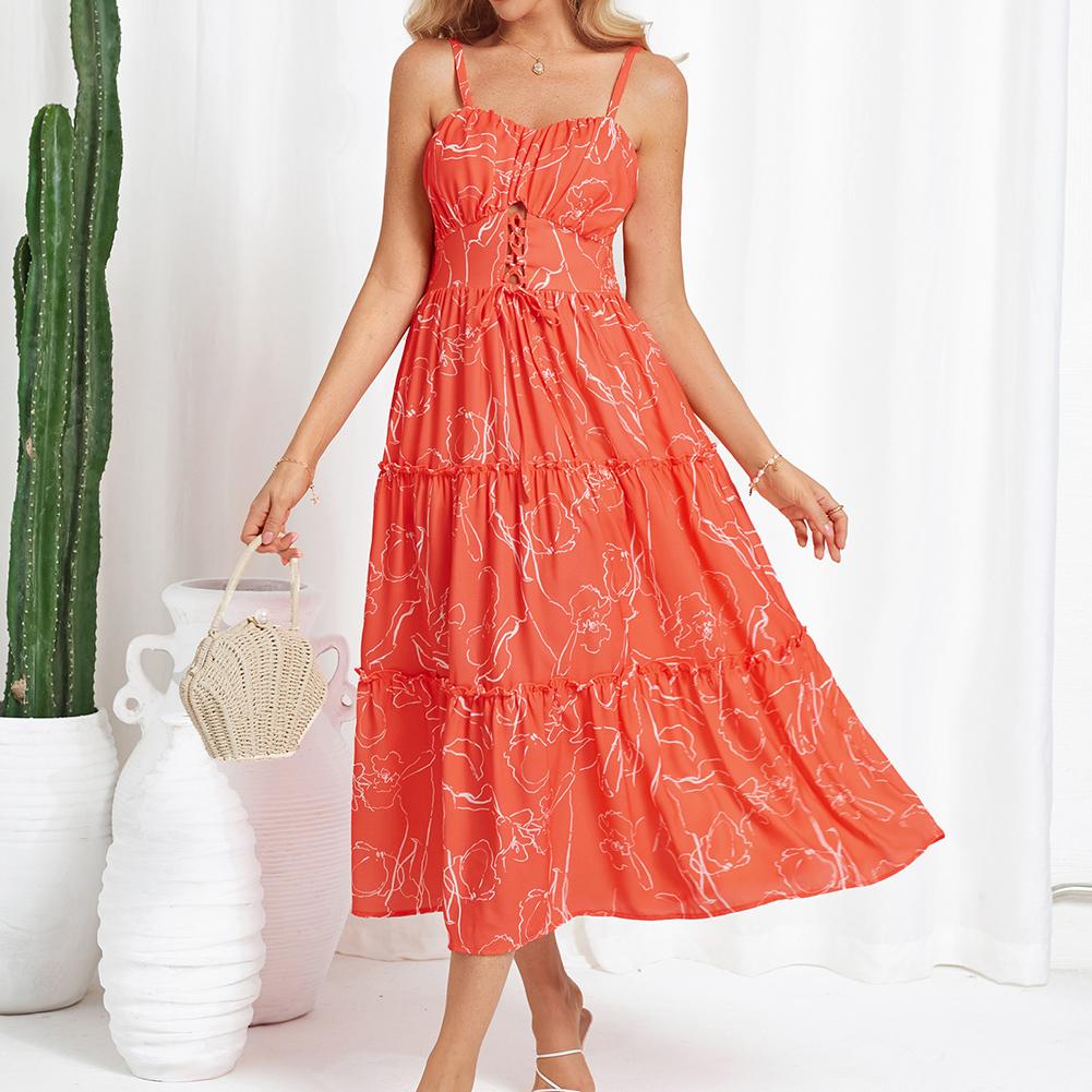 【Valentine's Day Limited】Grace Karin GRACE KARIN Women's Summer Floral Dress Spaghetti Strap Smocked Tiered Casual Boho Maxi Long Sundress with Pockets