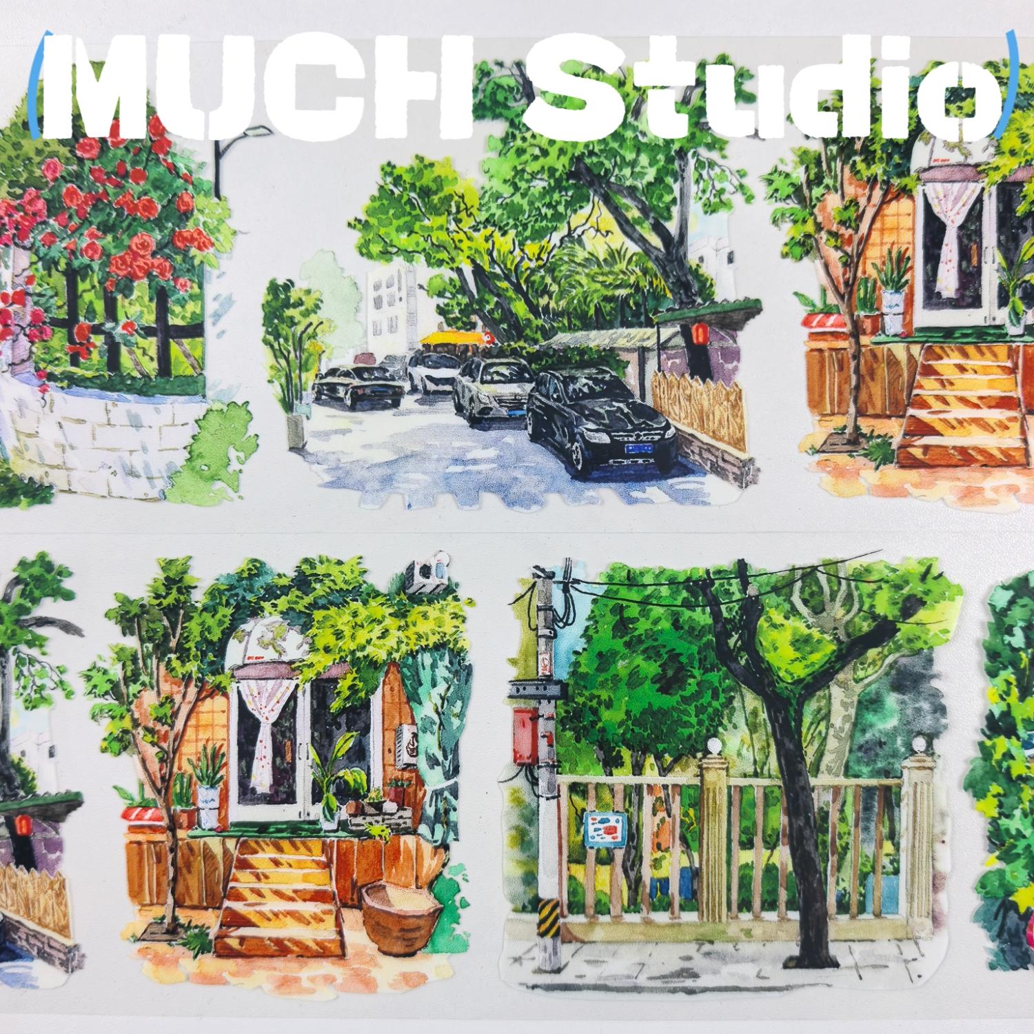 1pc (7*100cm), Original New Product, Sticker Recording the Scenery of a City Corner, High-end Craftsmanship PET Tape, Exquisite Pattern, Versatile and Practical, Suitable for Scrapbooking, Decorating Journals, Notebooks, Greeting Cards, Photo Frames and M