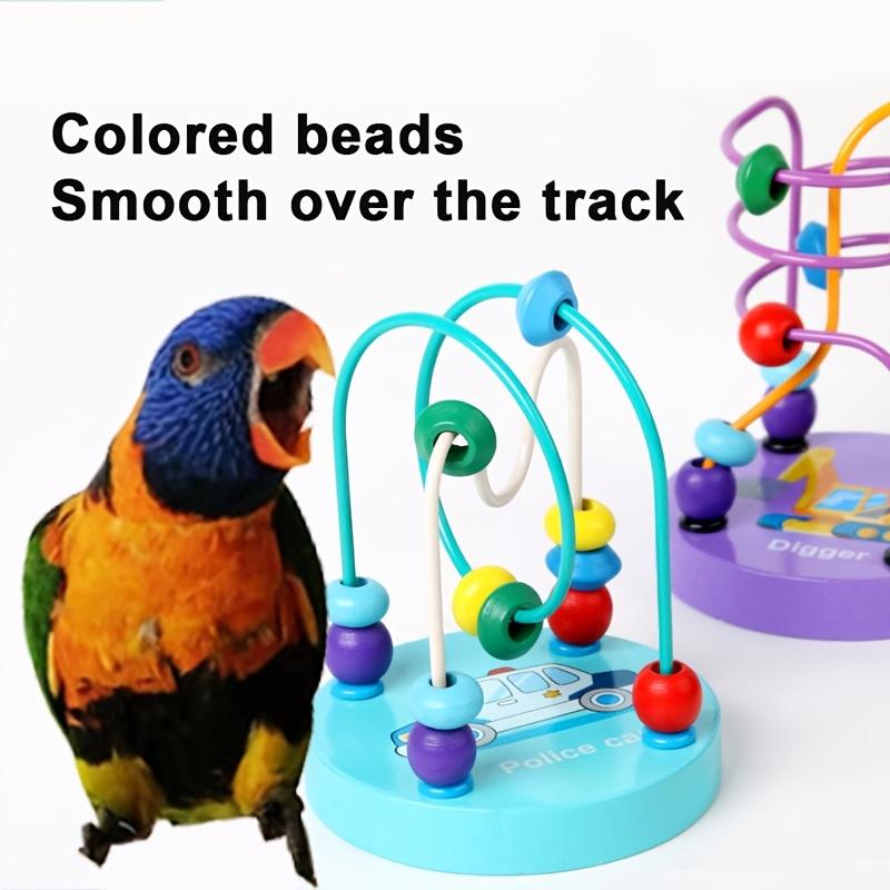 A wooden bird bead maze toy--durable chewing and educational toy for parrots, macaws, and lovebirds Large Rooftop Metal Cage Cockatiel with Stand Luxury Rolling Play Top Iron Flight Squirrel-proof Feeding Station