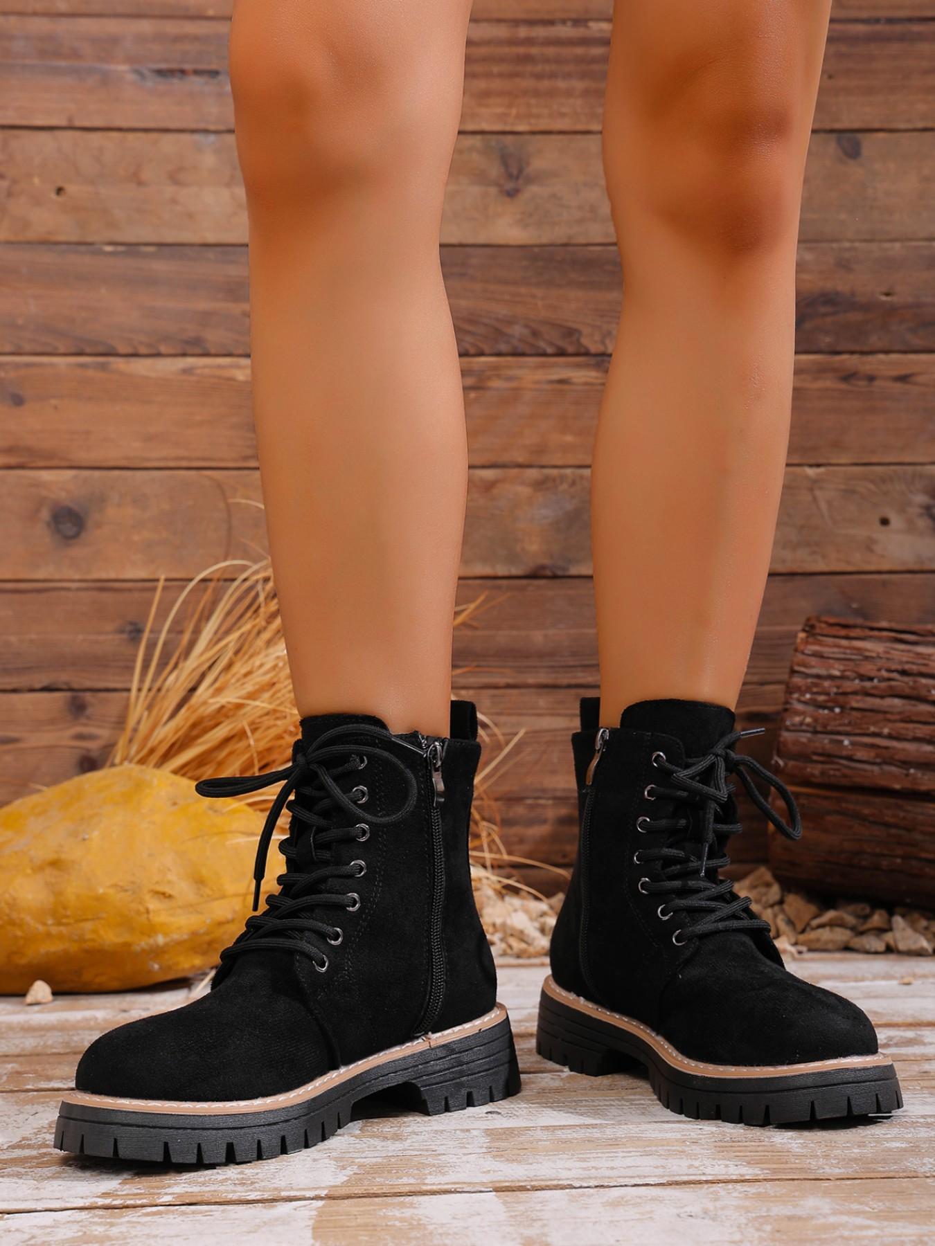 Autumn Winter New Retro Ethnic Butterfly Floral Embroidery Boots, Velvet Laces Thick Sole Work Short Boots, Casual Comfortable Western Boots