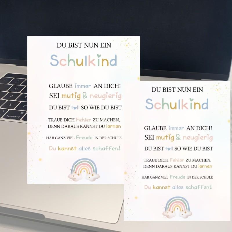5 German School Start Cards, Encouraging Gift for Kids, Rainbow Design Motivational Quotes, Perfect First Day of School Souvenir