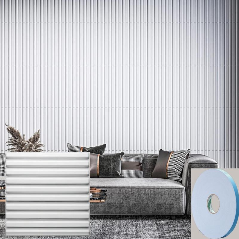 20/30pcs 3D Textured PVC Wall Panels, Waterproof & Moisture-Proof, Easy Install with Adhesive Tape - Modern Abstract Design for Stylish Home Decor, 11.8 x 11.8 inch, Waterproof Wall Panels