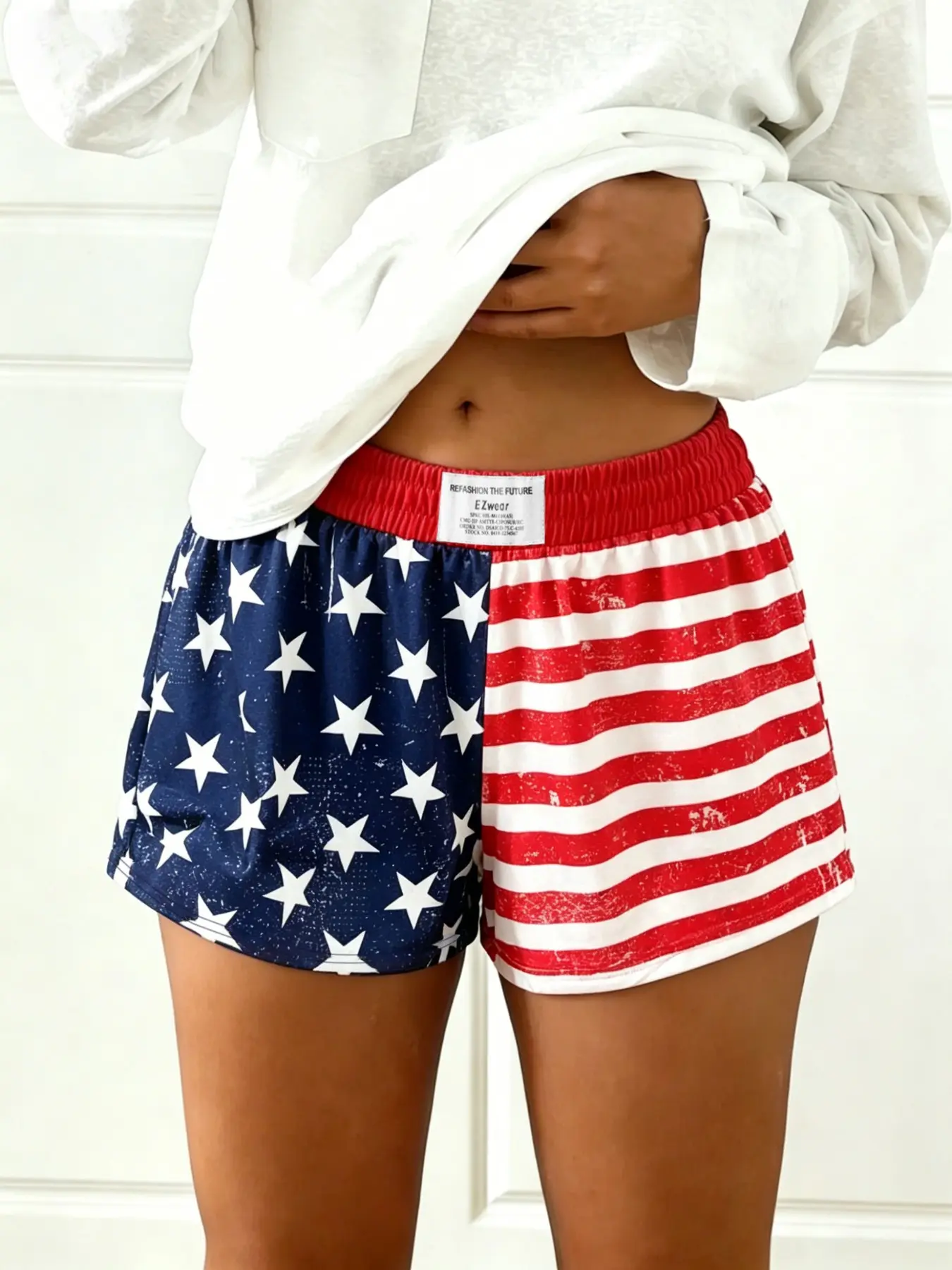Y2K Women's Summer American Flag Full Print Casual Comfy Shorts with Elastic Waist, Soft and Breathable Fabric, Suitable for Daily Home and Exercise Wear, Independence Day Wear, 250th Anniversary Shorts in the United States