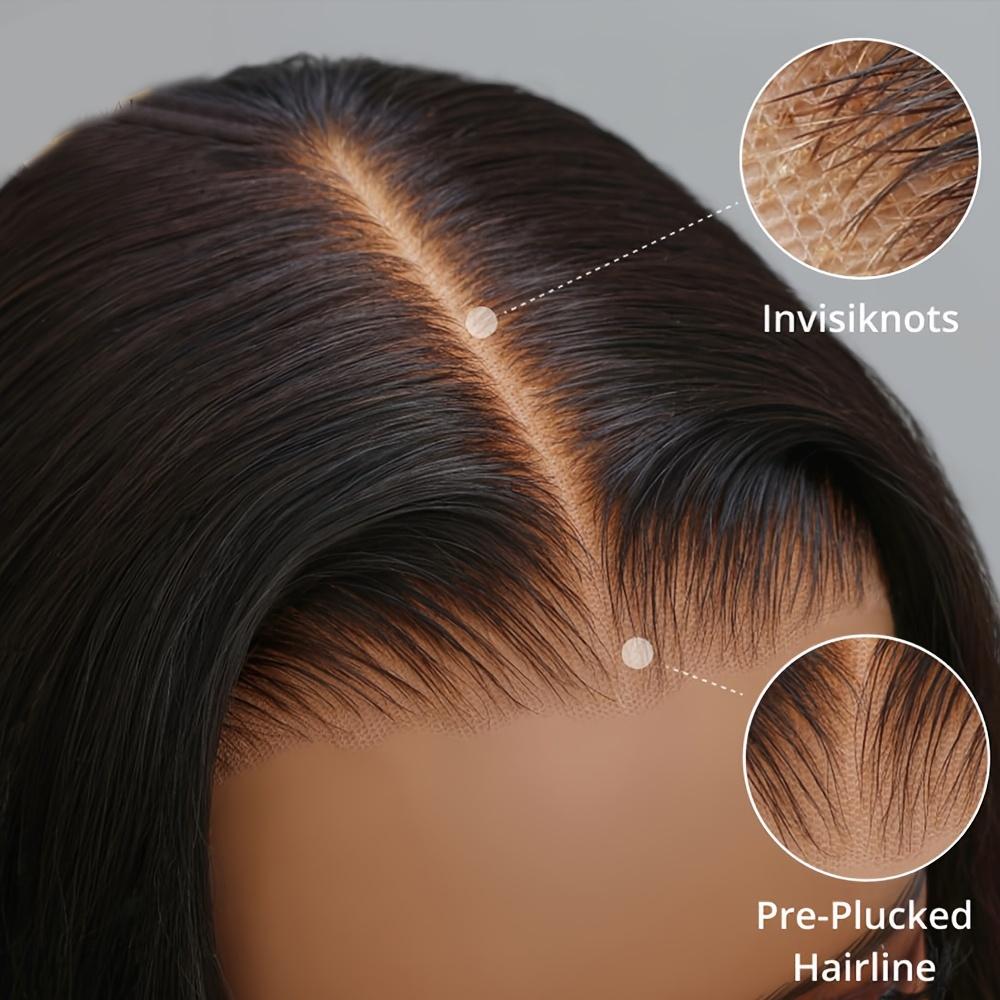 Bling Hair 180% Density Wear and Go Glueless Wig Human Hair Straight 6x4 Pre-Cut HD Lace Front Closure Wig for Women Pre-Plucked Transparent Lace Natural Look Easy Application Precut Lace Wig