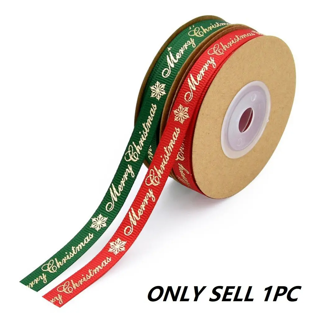 25yards/roll 10mm Christmas Letter Ribbon, Gift Box Packaging, Festival Celebration Decorations, DIY Embellishment Supplies