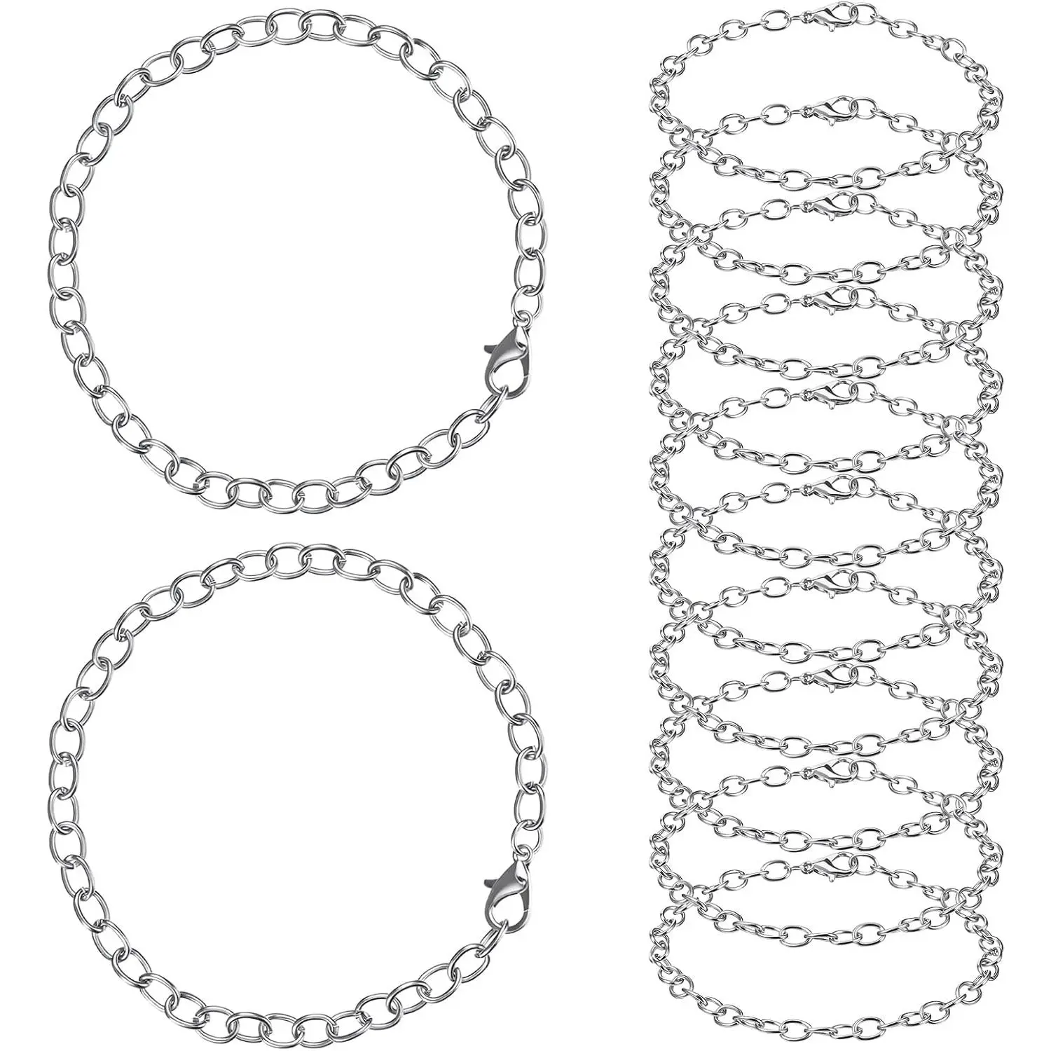 12 Pack DIY  Bracelet Chain  Chain Bracelets with Lobster Clasps  Making Bracelets Chains Metal Bracelet Link Chains Crafts Supplies for Women Men