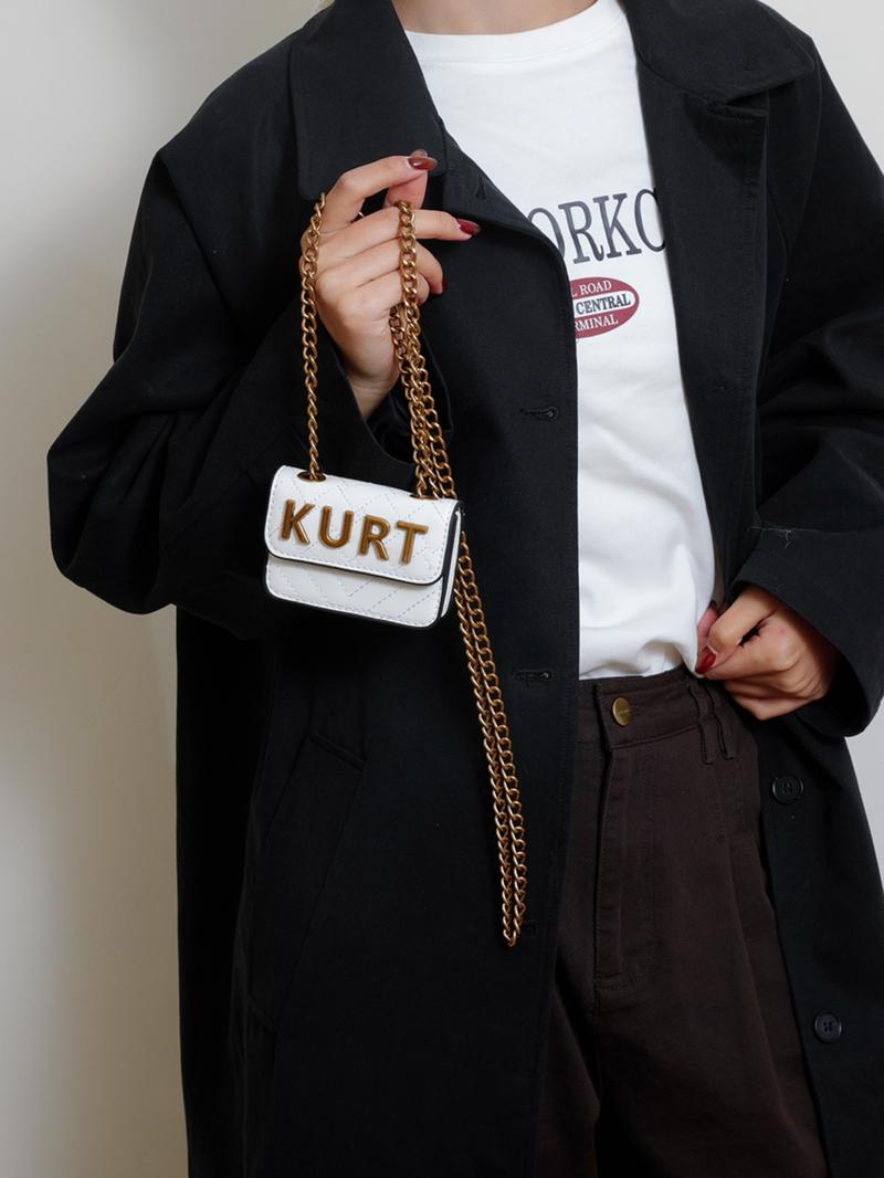 Mini Magnetic Crossbody Chain Bag, Small Shoulder Bag with Letter Flap, Multi-Color Options, Casual Style, All Seasons Use