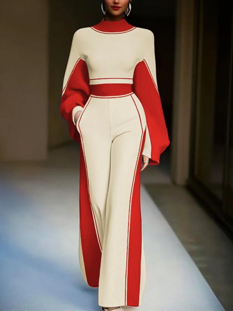 Women's Colorblock  Striped Print Wide Leg Pants, Casual Comfy Trousers for Daily Wear, Ladies Bottoms for All Seasons