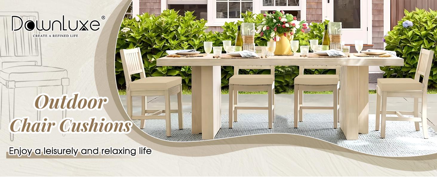 Downluxe Outdoor Chair Cushions for Patio Furniture, Water-Resistant Square Corner Patio Chair Cushions with Ties, High Density Foam Outdoor Seat Cushion, Perfect Home Decor, 18.5" X 16" X 3", #TikTokShopBlackFriday