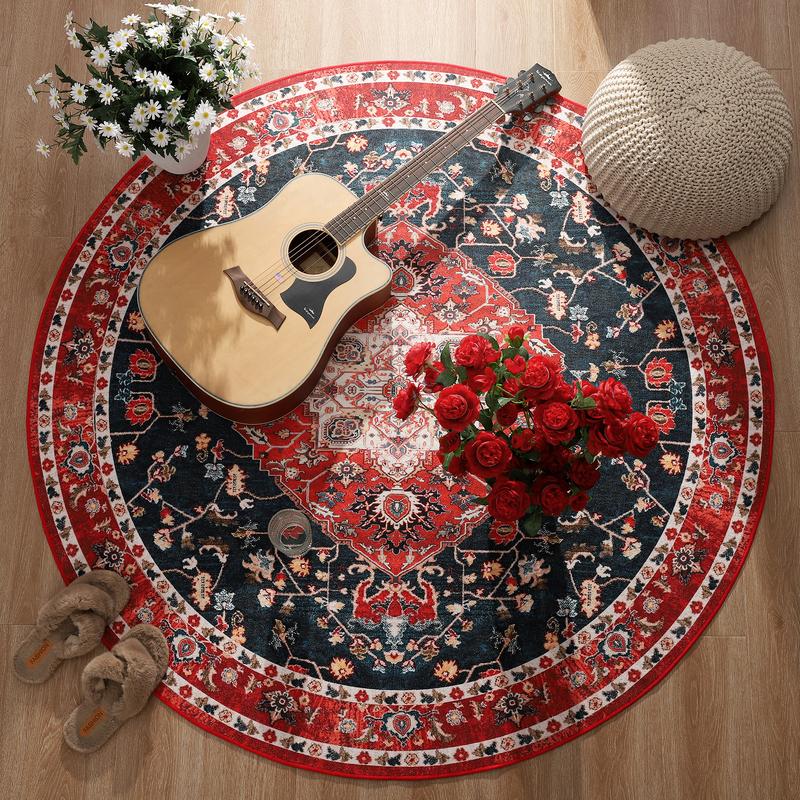 Lochas Boho Area Rug Vintage Tribal Carpet Anti-Slip Rug Washable Persian Carpet for Living Room Bedroom