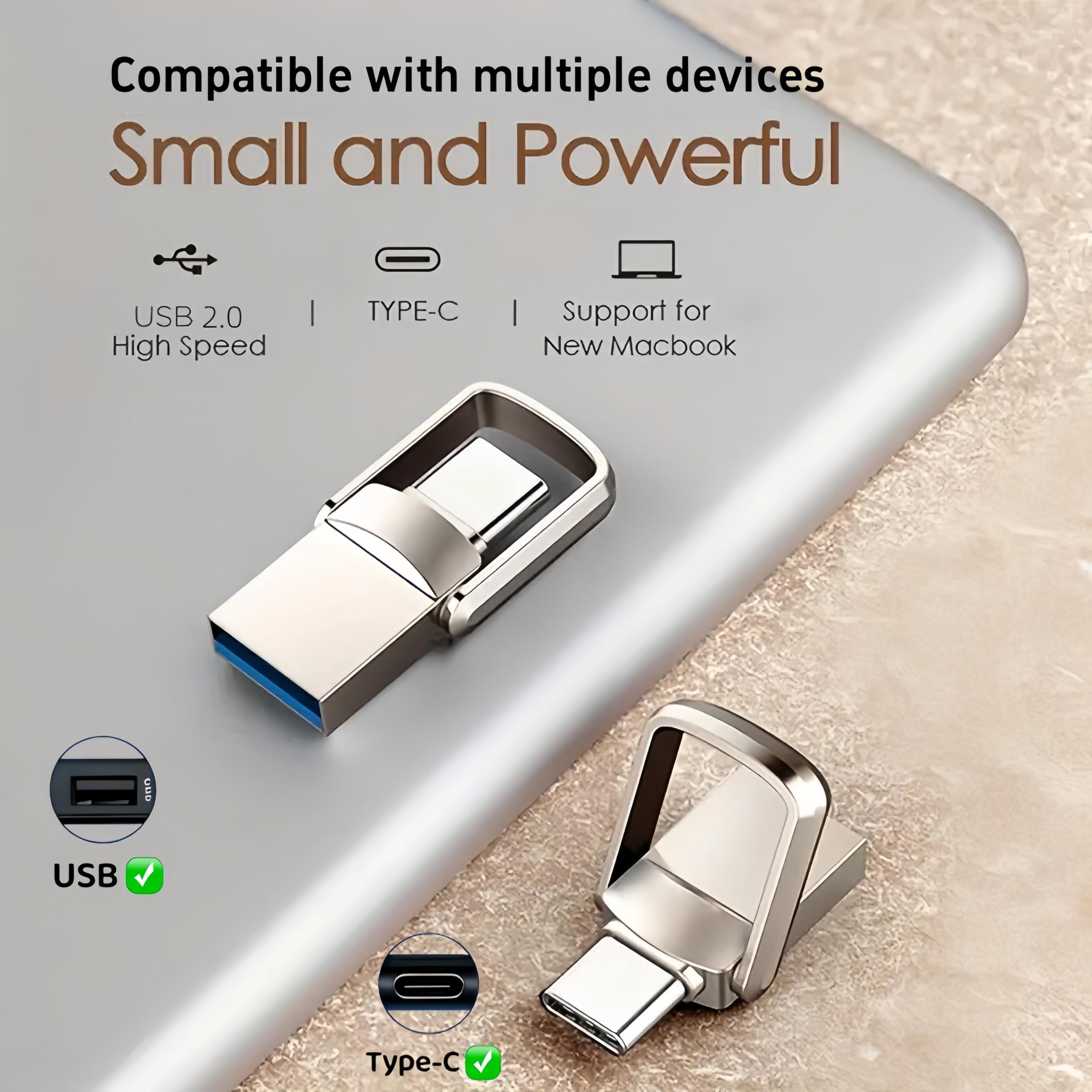 Dual Interface High-Speed Mini USB 2.0 Flash Drive, USB Flash Drives, 128GB/100GB/64GB/32GB Options, Portable for Computer, Mac, Smartphone, Tablet, Type-C/USB Portable Pen Drive, New MacBook, High-Speed USB Memory Stick Without Battery