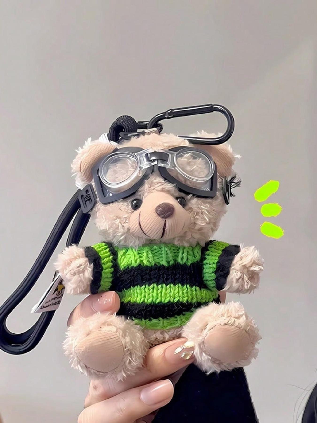 Pilot Bear Keychain Creative Doll, Cute Bear Plush Bag Charm, Sweater Bear Plush Packaging Decoration, Holiday Gift