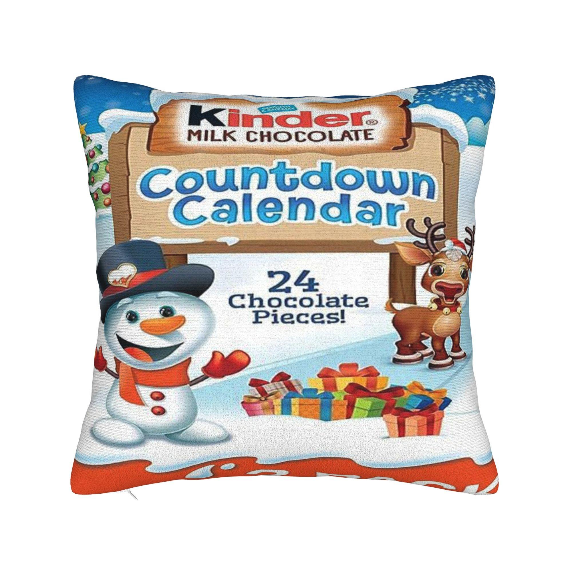 1 piece Kinder Chocolate Countdown Calenda 2 Pack Individually Wrapped Chocolate Candy, 2024 Advent Calendar 8 Oz Total throw pillow cover Decorative Accent for Home Christmas Soft Machine Washable Decorative Cushion Covers Without Pillow Cores
