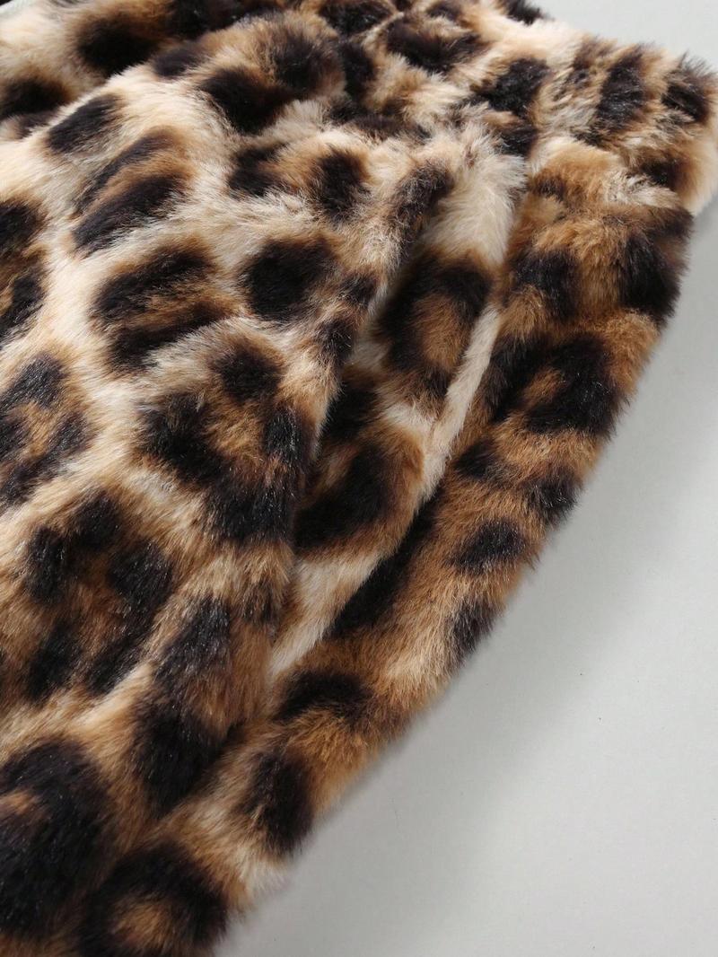 Unisex Leopard Print Fleece Pants, Soft Rabbit Fur Fabric, Fall Winter Warm Comfort, Street Hip Hop Style, Daily & Outdoor Wear