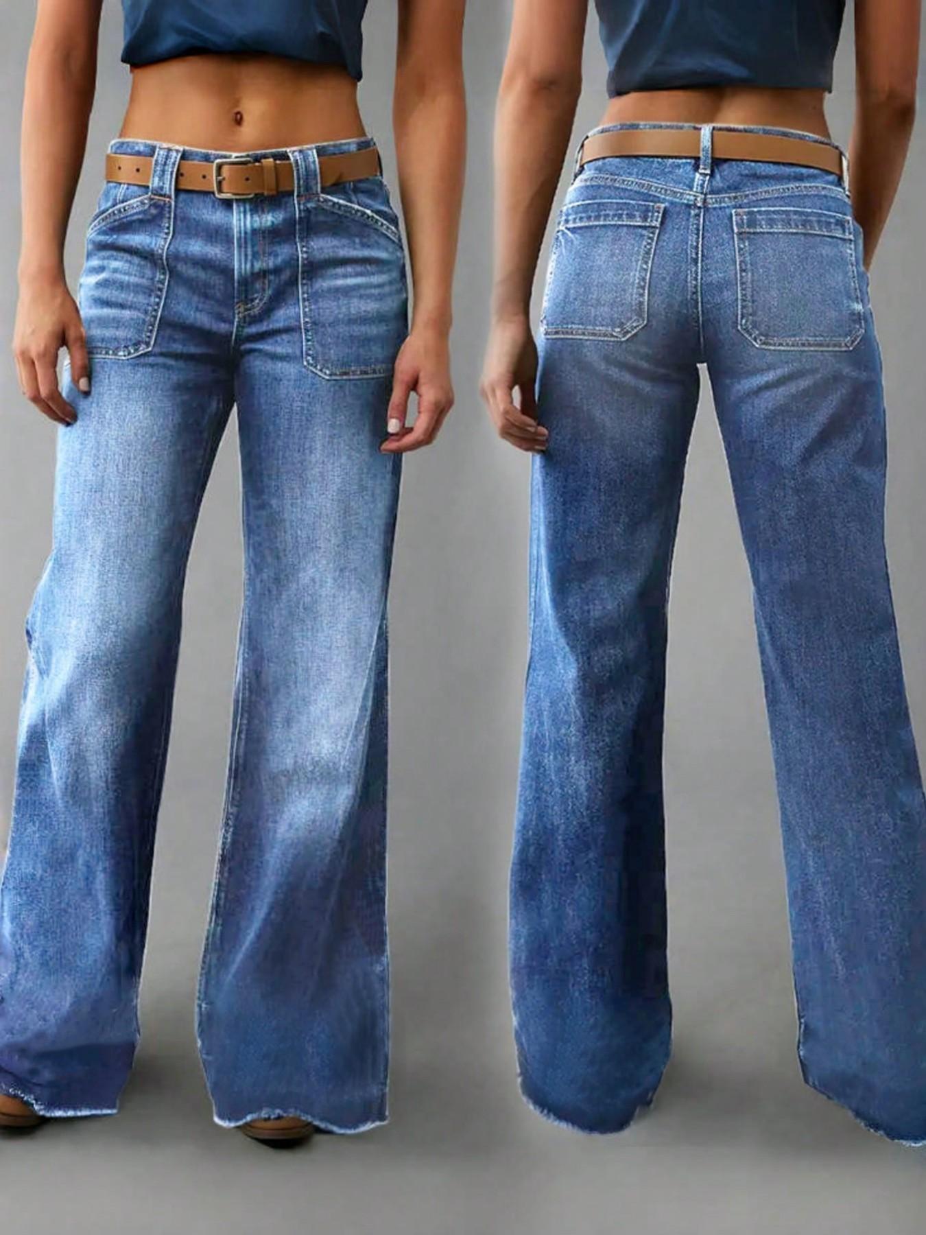 Women's Loose Straight Leg Denim Jeans, Comfortable Casual Style, Perfect for Daily Wear and Outdoor Activities, T-chic