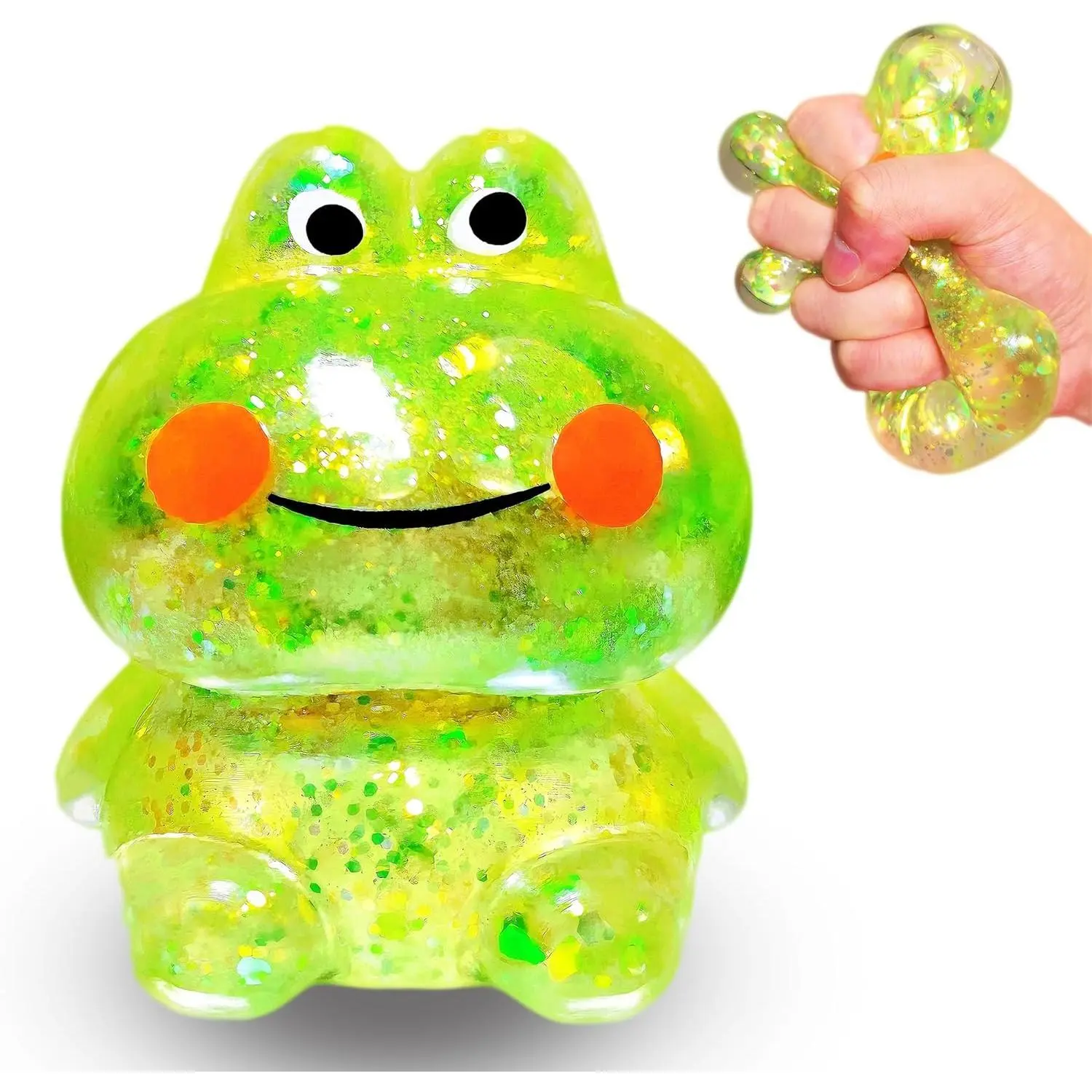 1Pcs Squishy Frog Stress Balls for Adults Maltose Ball Sensory Fidget Toys for Kids, Frog Sugar Ball, Slow-Rise Squishy Sugar Stress Toy, Animal Squeeze Toys (Green)