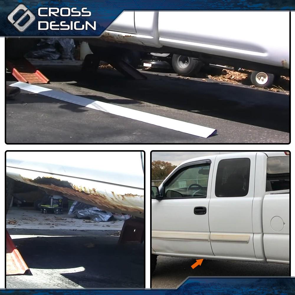 CROSSDESIGN Slip On Rocker Panels Fit For 1999-2007 Chevy Silverado GMC Sierra Extended Cab