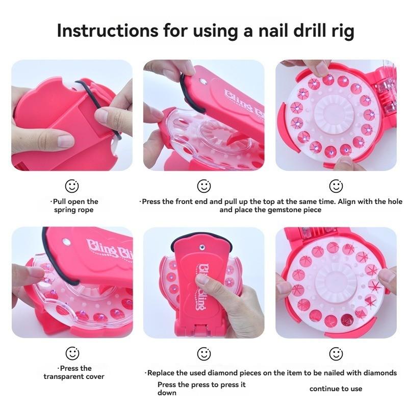 Magic Nail Drill Machine Set, DIY Hair Decoration Tool, Best for Bags, Postcards, Shoes, Clothes, Perfect for Any Holiday