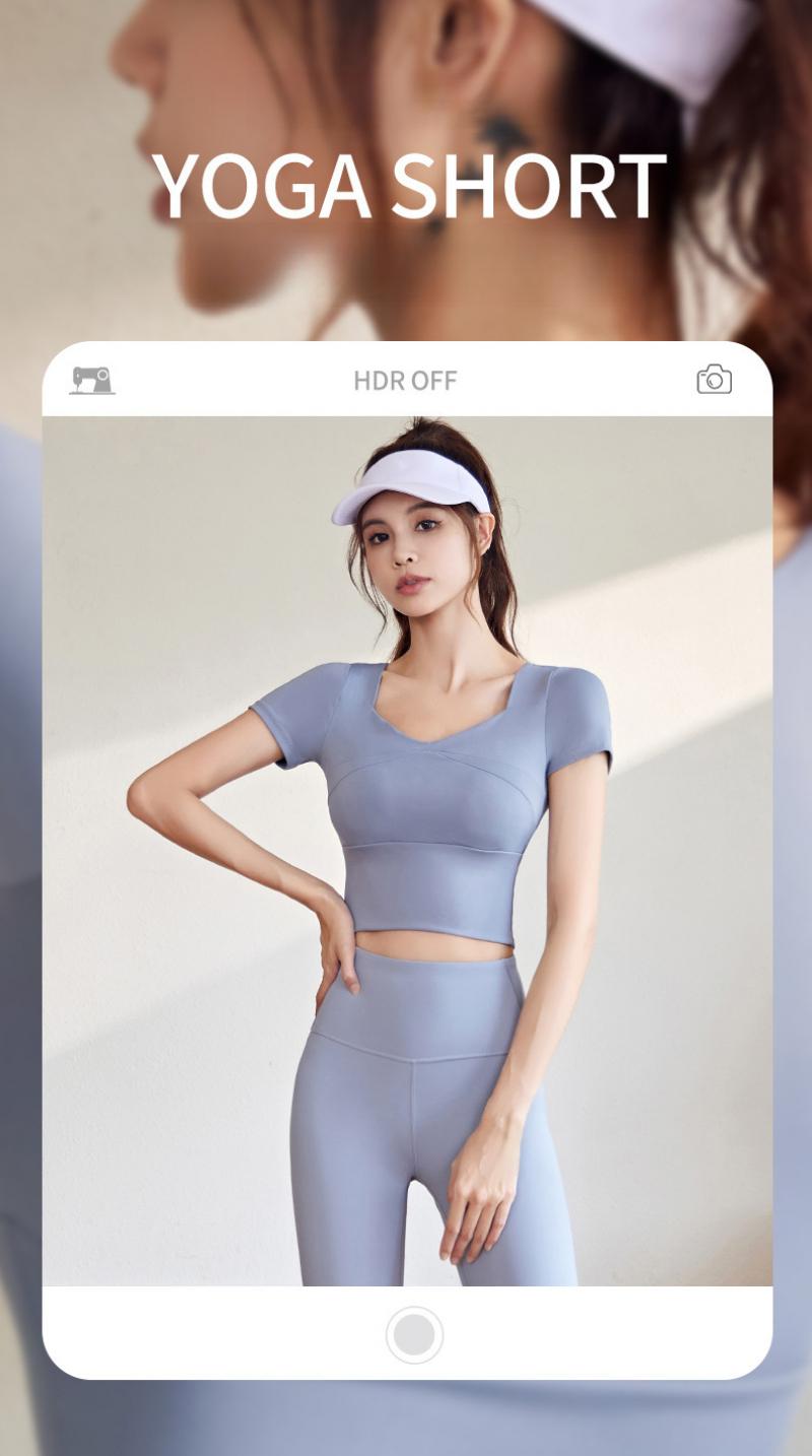 Women's Slim Fit Yoga Set, Summer Running Sports Suit with Chest Pad, Slimming Fitness Training Outfit