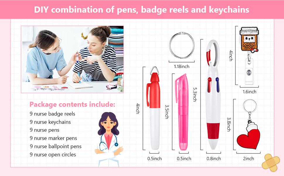 54 Pcs Nurse Badge Pens Mini Highlighter Pens Bulk Nursing Week Appreciation Gifts Retractable for CNA Women Students Graduation Coworkers (Classic)