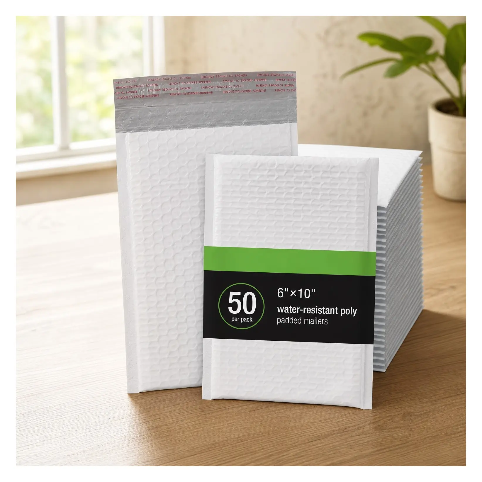 6 x 9 Inch White Bubble Mailers, Padded Poly Shipping Envelopes, Water Resistant Self Seal, 50 Per BoxGift