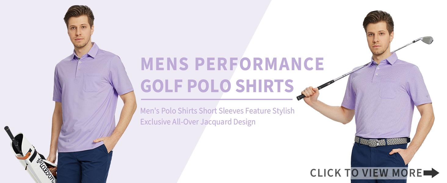 M MAELREG Men’s Jacquard Polo Shirt with Pocket – Dry Fit Moisture-Wicking Performance Short Sleeve Polo for Summer Vacation, Casual Wear Holiday Gifts SpringStatements