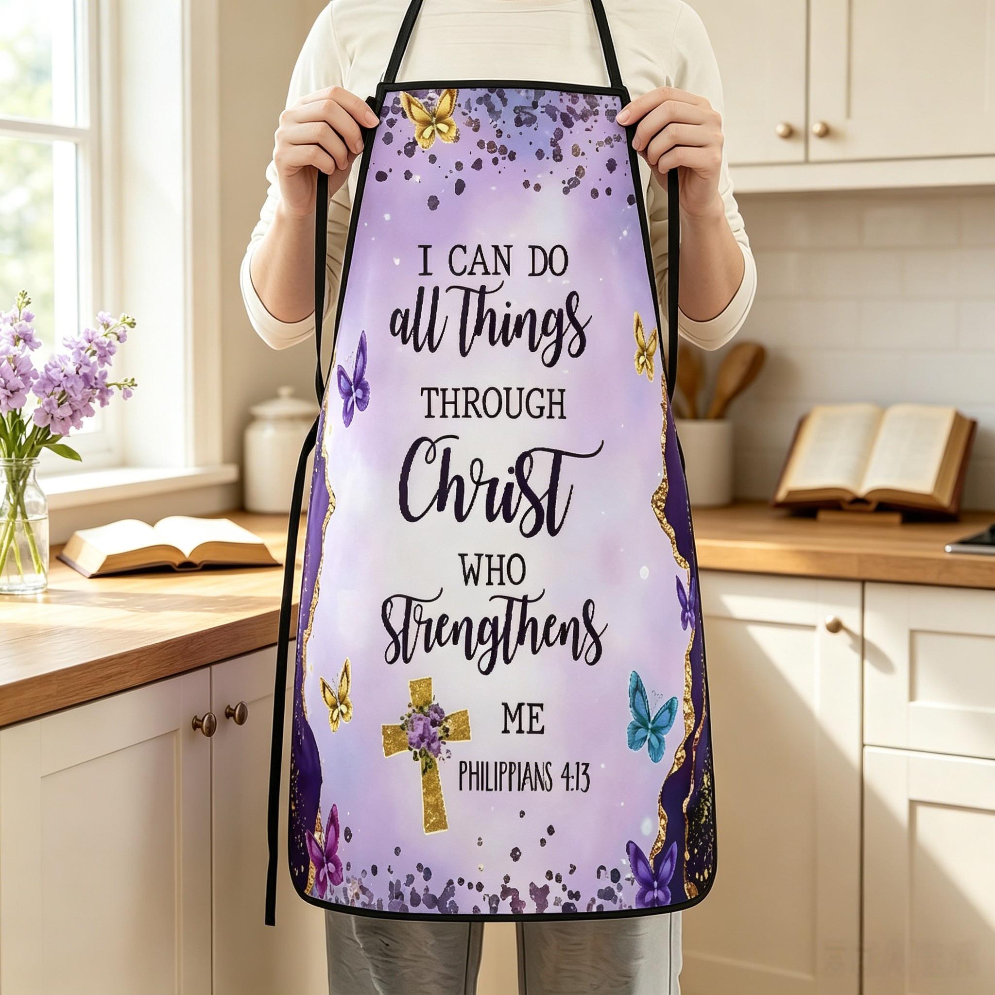 Gold Marble Butterfly Kitchen Apron, Religious Gift for Women, Mothers, Wives, Essential Kitchen Item, Birthday and Mother's Day Present